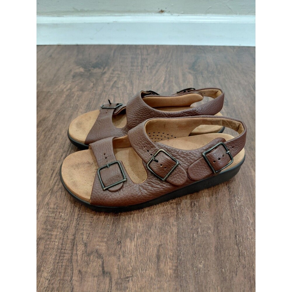 SAS Tripad Comfort Bravo Heel Strap Brown Leather Sandal Shoes Womens 8.5 M